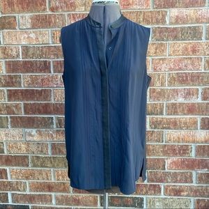 Vince 💯% Silk Top with Faux Leather Detail